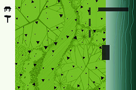 River access: yes. Tree cover: somewhat open. Impervious surface: some. Landscape design strategy: organized. Information about the Ohio River: little to none.