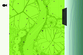 River access: yes. Tree cover: open. Impervious surface: little to none. Landscape design strategy: organized. Information about the Ohio River: little to none.